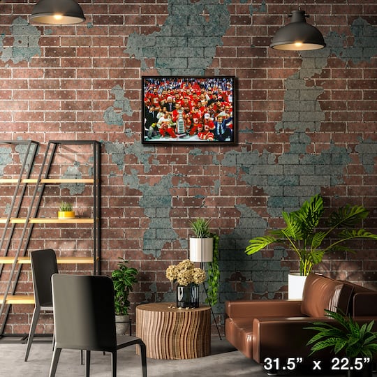 Calgary Flames 20" x 29" Framed Canvas 1989 Cup Celebration 31.5" x 22.5"
